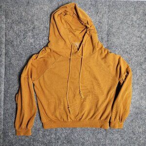 Billabong‎ Sincerely Jules Women Sweatshirt L Yellow Hood Drawstring Long Sleeve